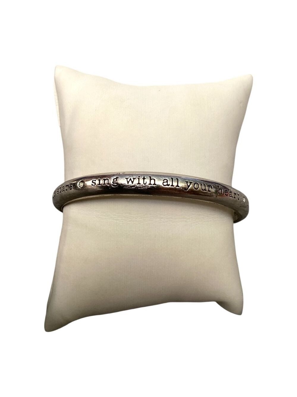 Brighton Silver Encouraging Tone Engraved Bangle Bracelet 3035